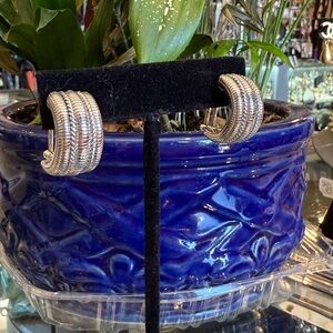 Judith Ripka Earrings Sterling Silver Huggy Pierced